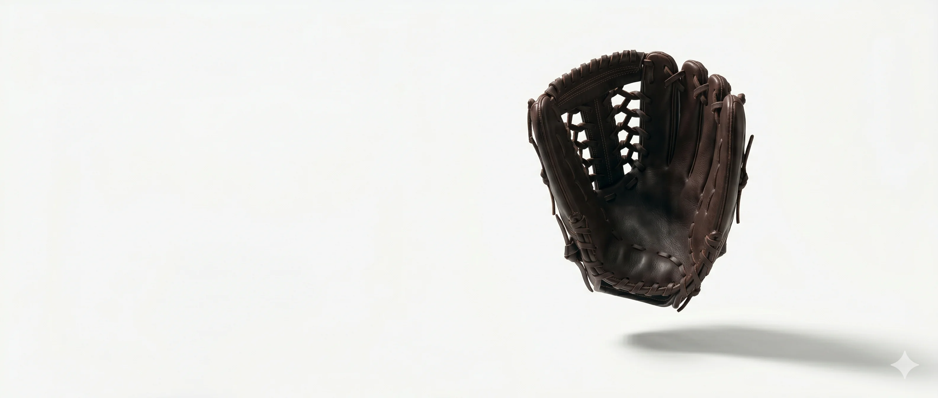 Premium brown baseball fielding glove floating