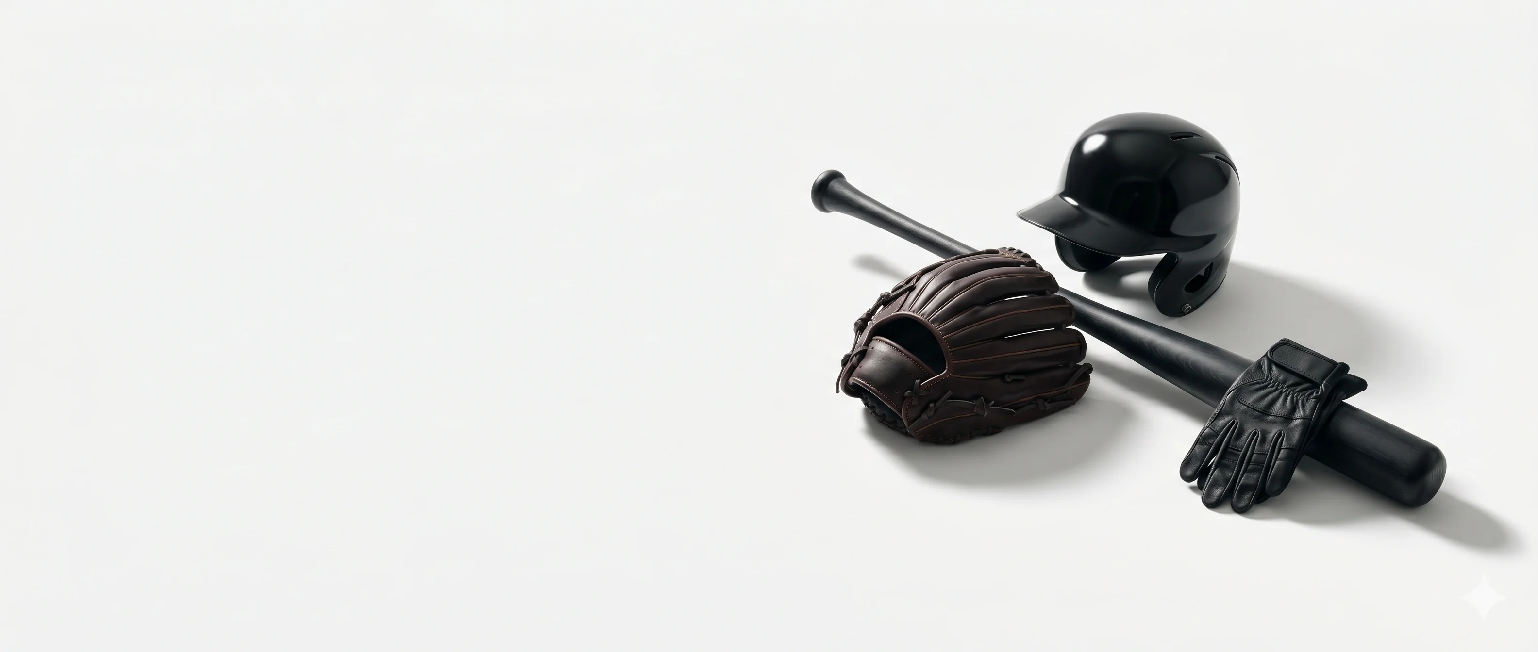 Baseball equipment set on white background