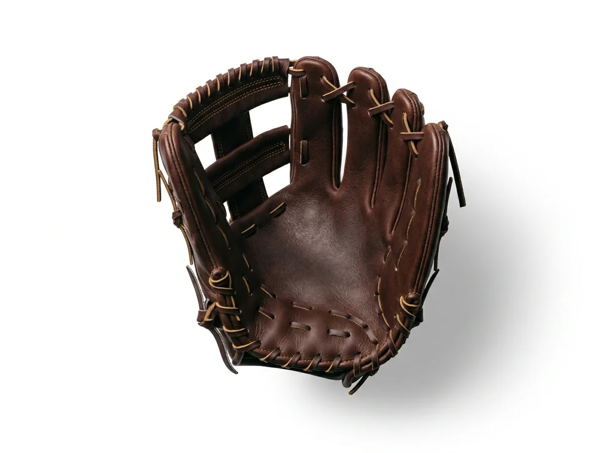 Premium brown baseball fielding glove floating